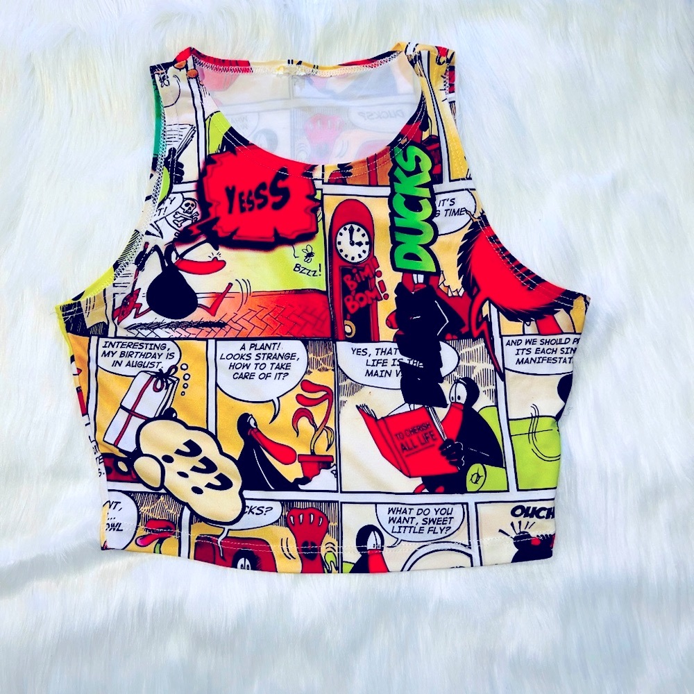 Comic Book Printed Crop Top